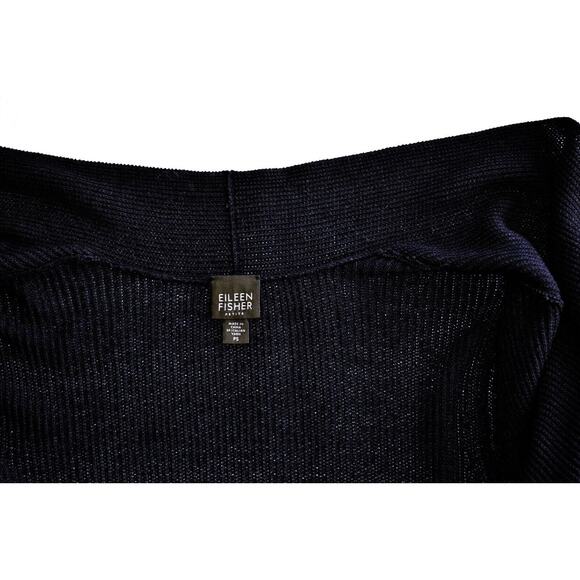A6 Auth EILEEN FISHER Midnight Cotton/Silk Open Front Petite Cardigan Size PS - Picture 4 of 5